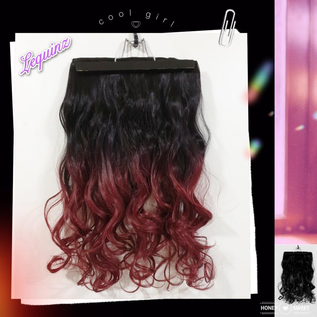 Ombre Curl Natural Black To Wine Red Wavy Hair Extensions 2t118f