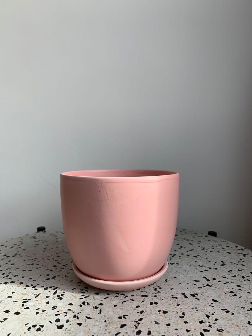 Pink Ceramic Plant Pot Gardening Pots Planters On Carousell