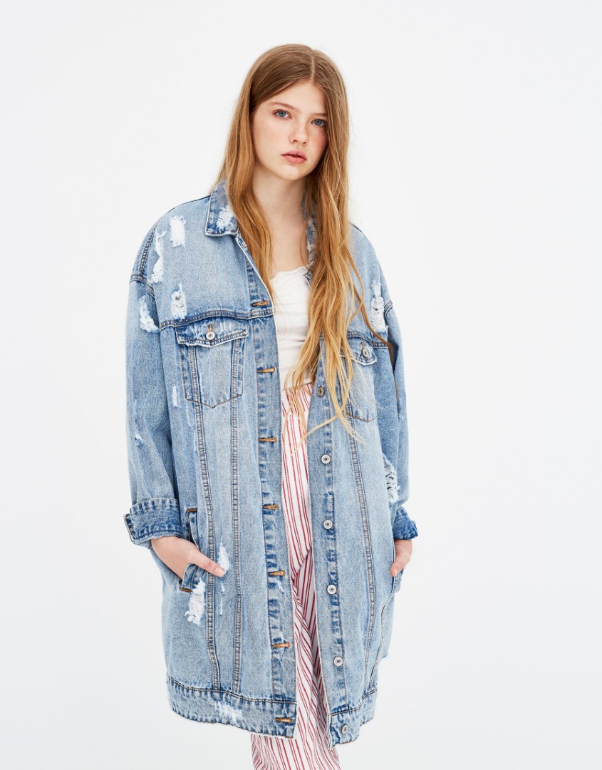 pull and bear oversized denim jacket