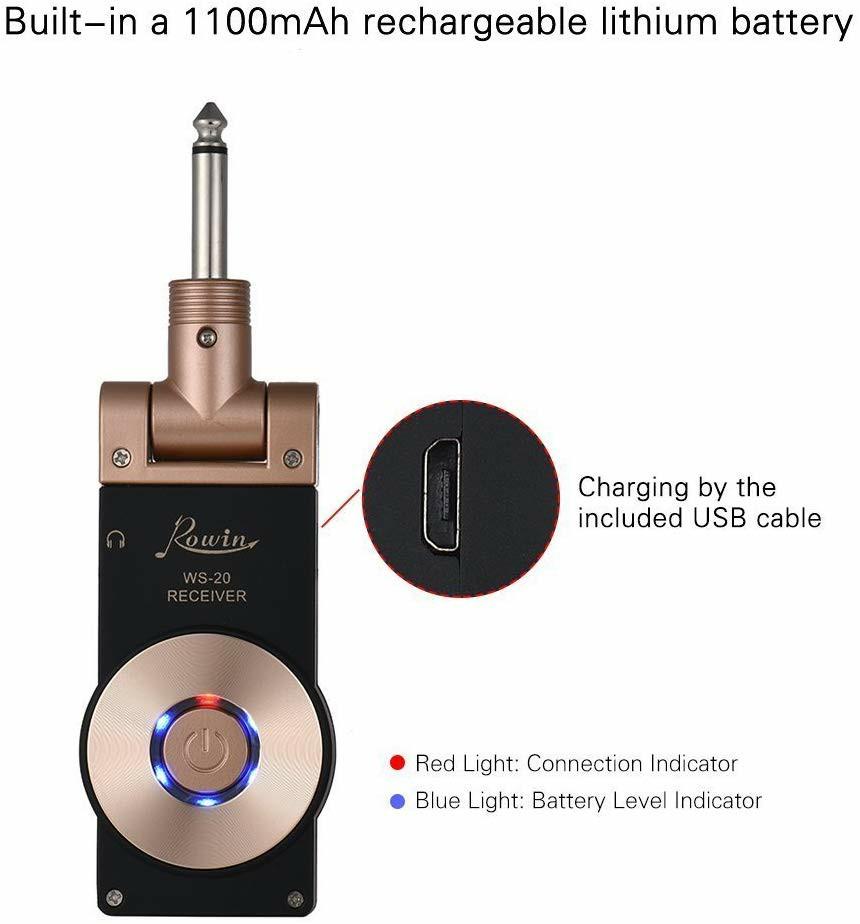 Rowin 2.4G Rechargeable Guitar Wireless Transmitter Receiver Wireless