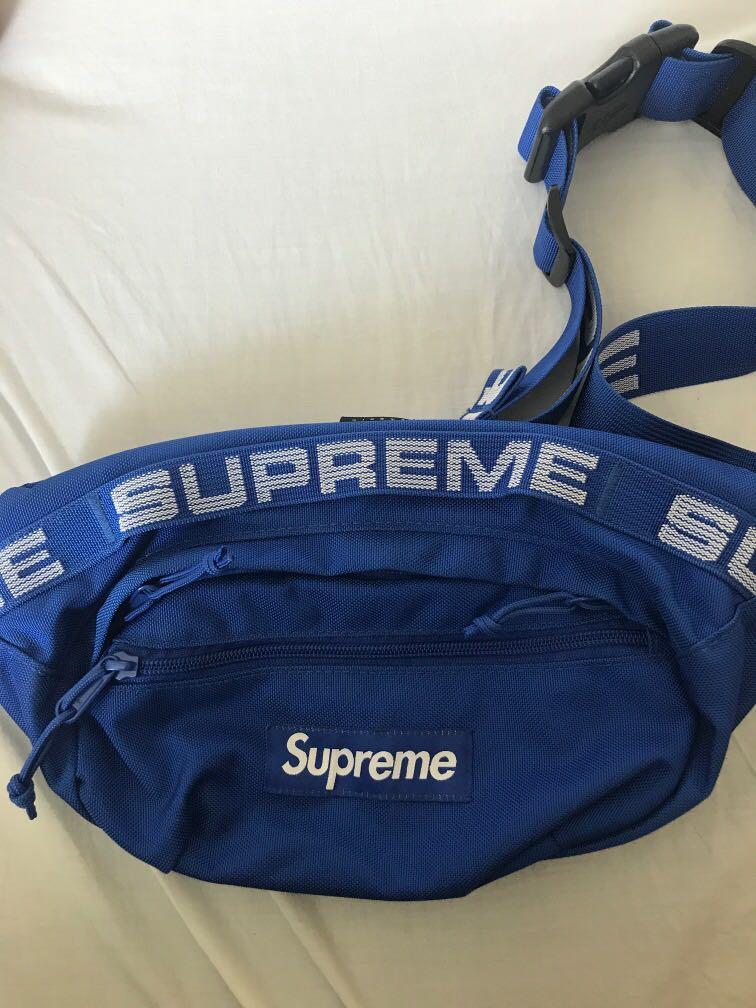 blue supreme fanny pack