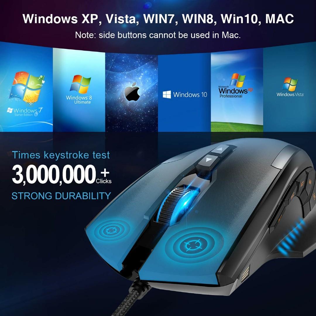 M009 Gaming Mouse with 16400 DPI, Wired RGB LED Backlit Computer Mice, Computers & Tech