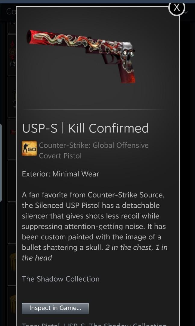 Usp S Kill Confirmed Toys Games Video Gaming Video Games On Carousell - pistol t on chest roblox