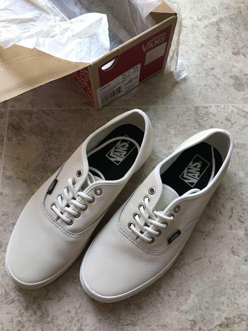 cream leather vans