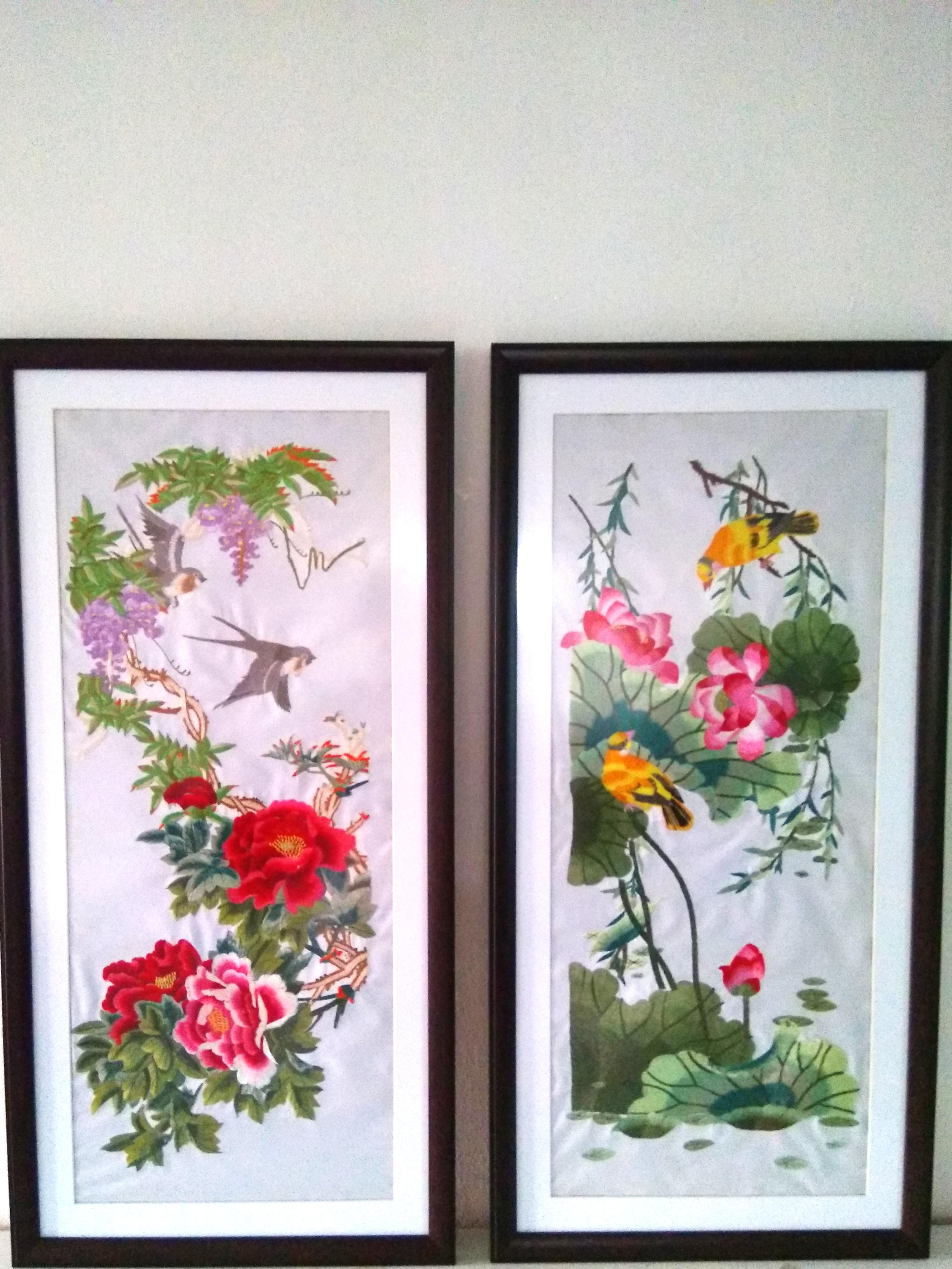 Vintage Embroidered Silk Painting Vintage Collectibles Vintage