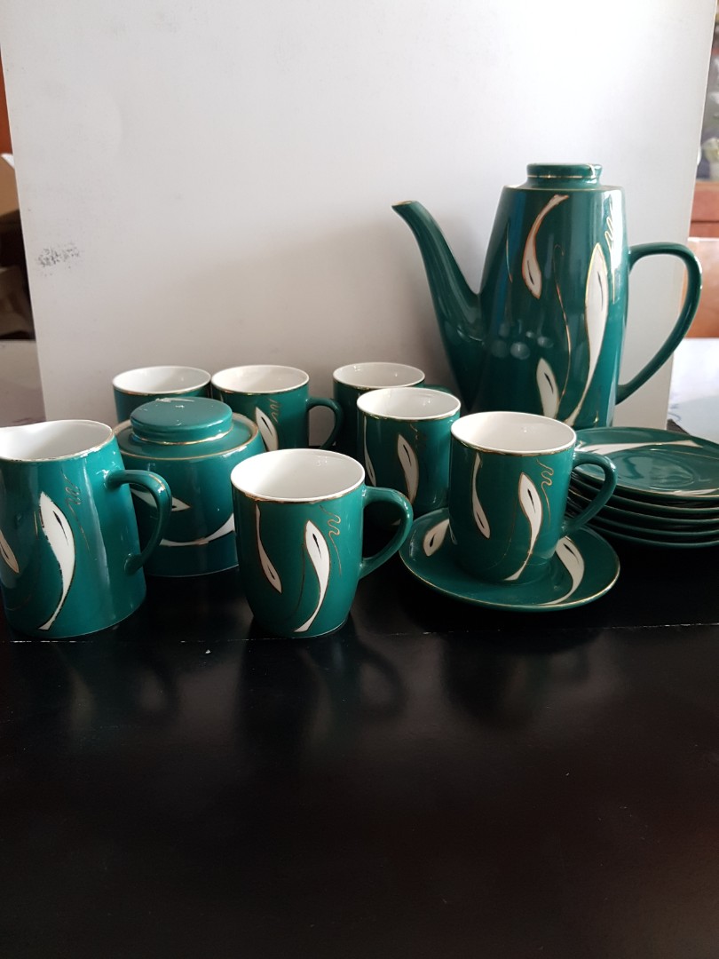 Vintage Green coffee tea set, Furniture & Home Living, Kitchenware