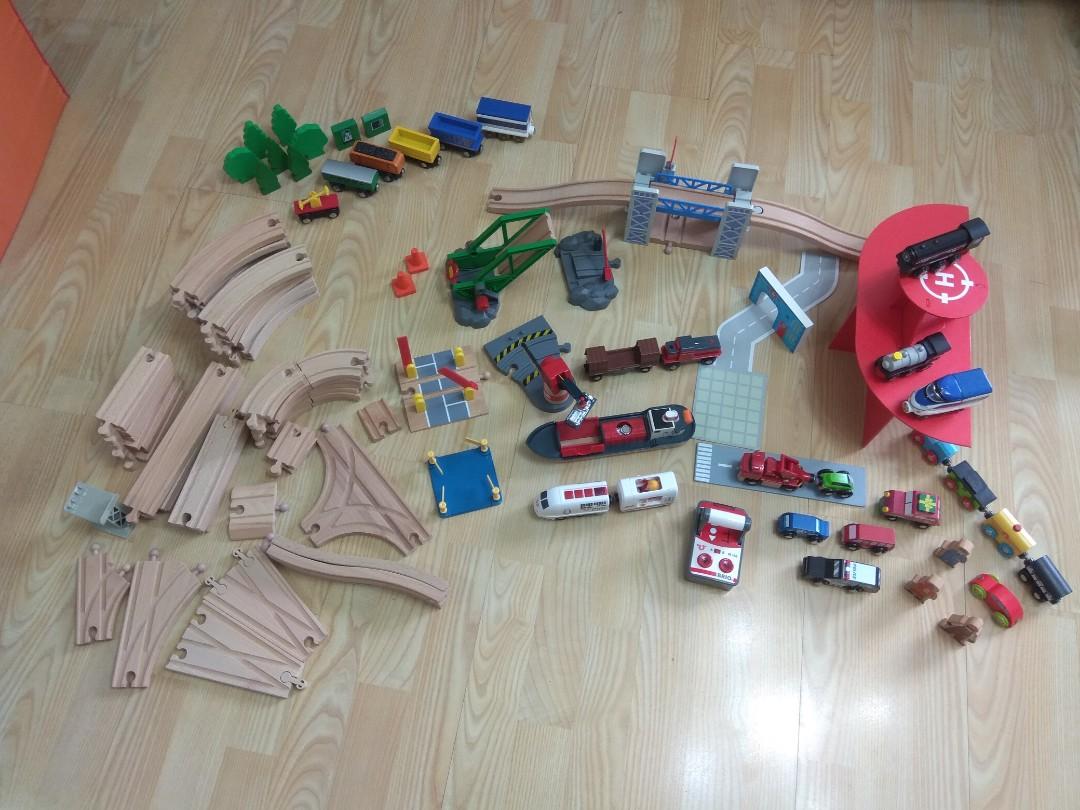 wooden train set pieces