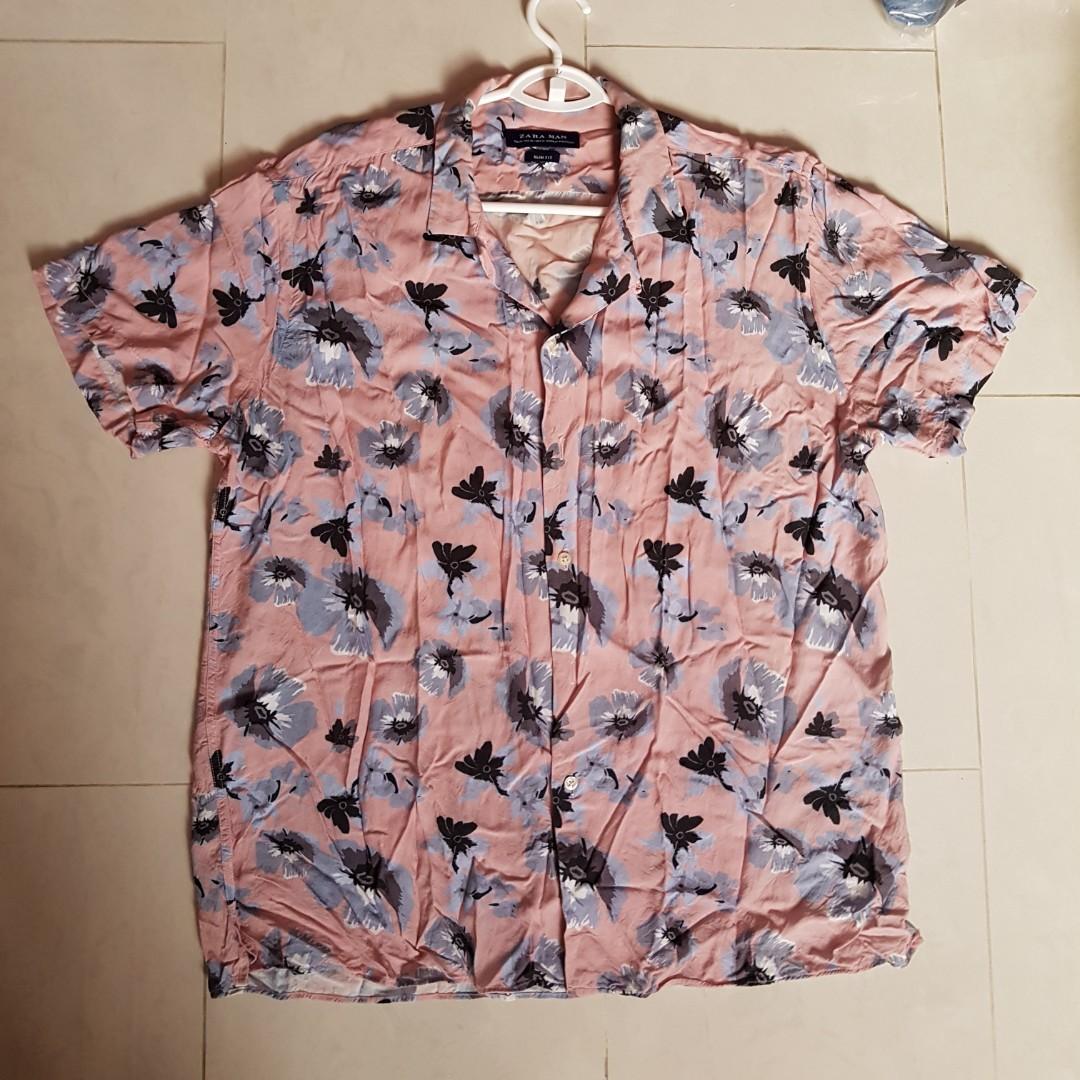 zara pink floral shirt