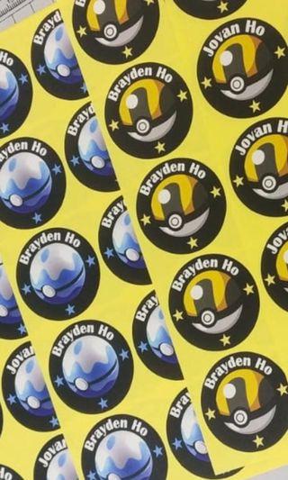 Pokeball 30pc Birthday Kids Stickers Personalised