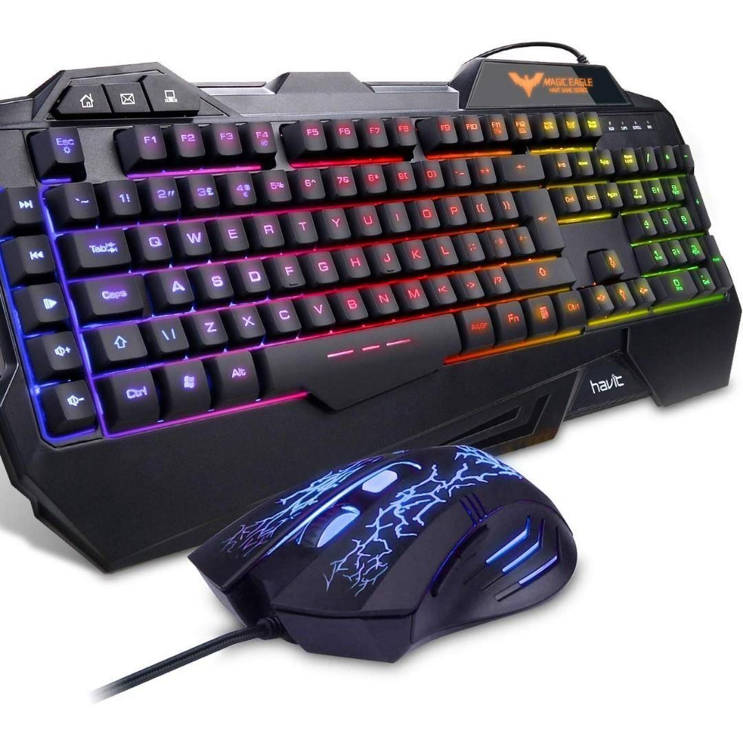 2447A) MAGIC EAGLE Gaming Keyboard {UK Layout}, HAVIT Rainbow LED
