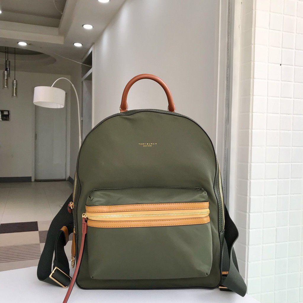 TORY BURCH PERRY NYLON GRAPE LEAF BACKPACK Tory Burch Perry Nylon Colour Block Flap Backpack Bag- Grape  main image 2