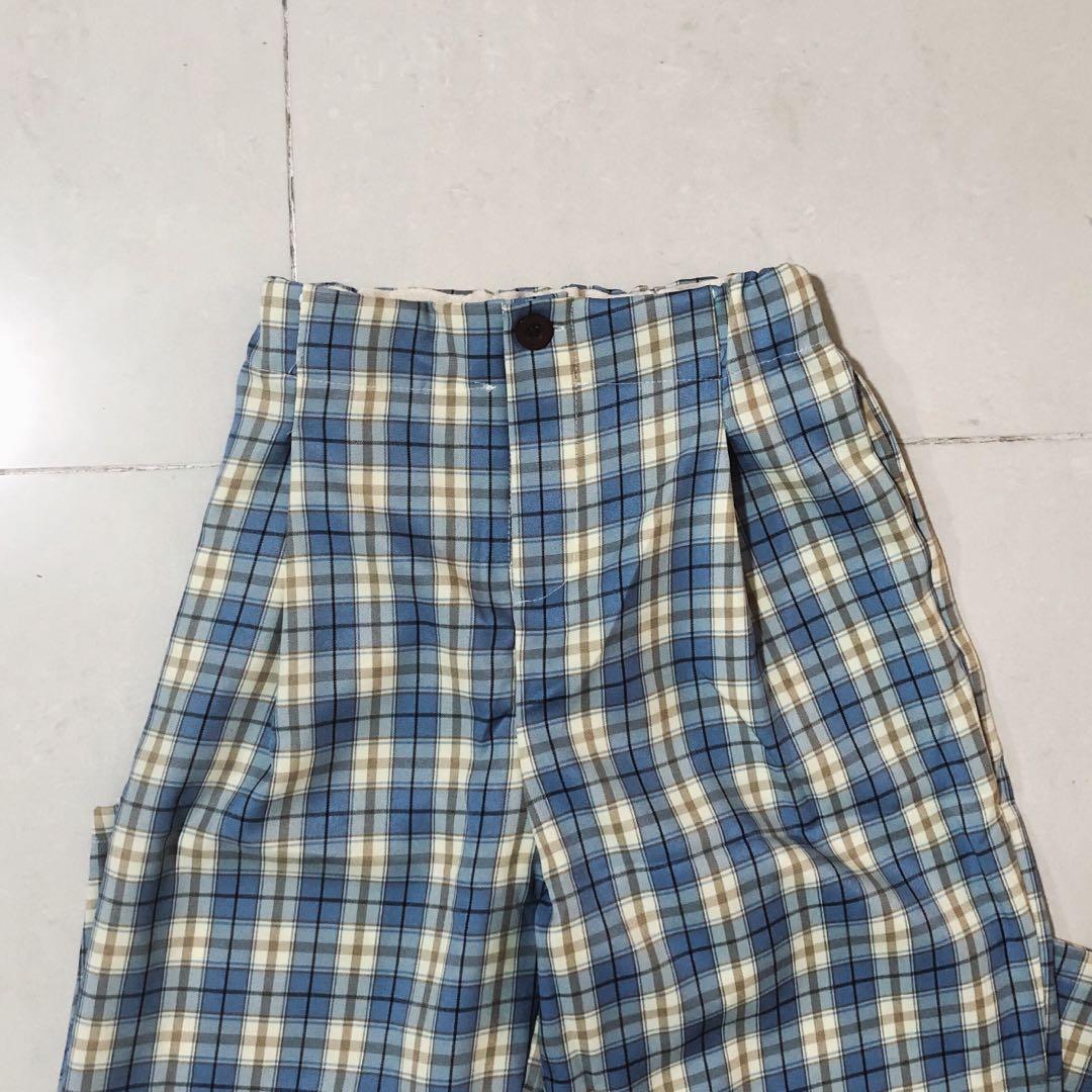 blue yellow plaid pants