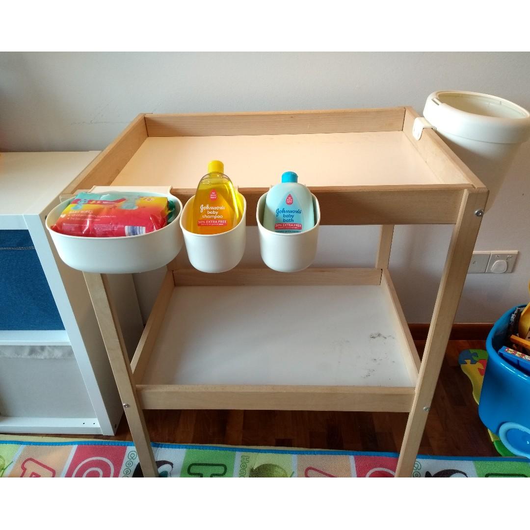 Changing table and storage baskets ikea, Babies & Kids, Bathing