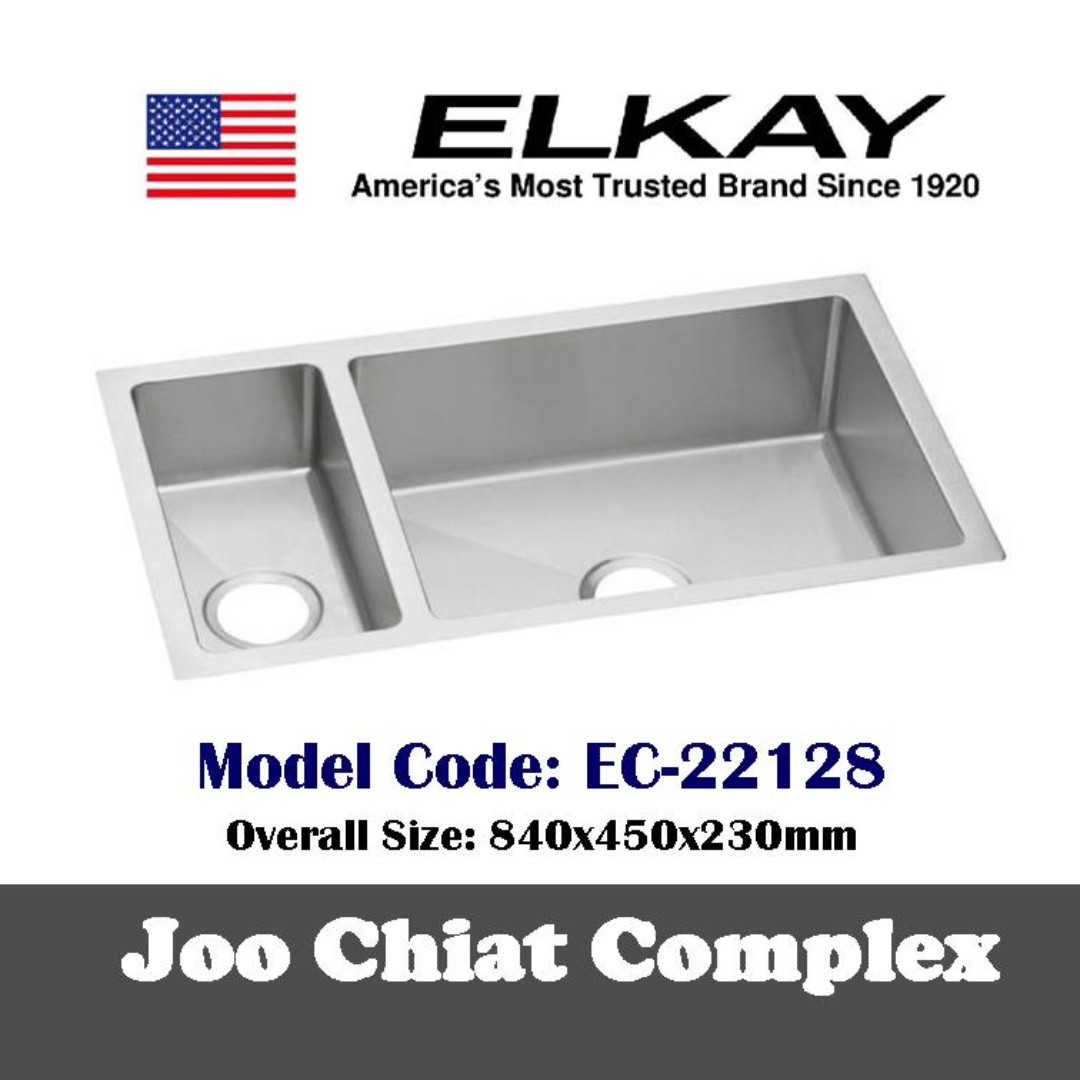 Elkay Ec 22128 Double Bowl Stainless Steel Kitchen Sink 84x45x23cm Thickness 1 2mm Home Appliances Kitchenware On Carousell