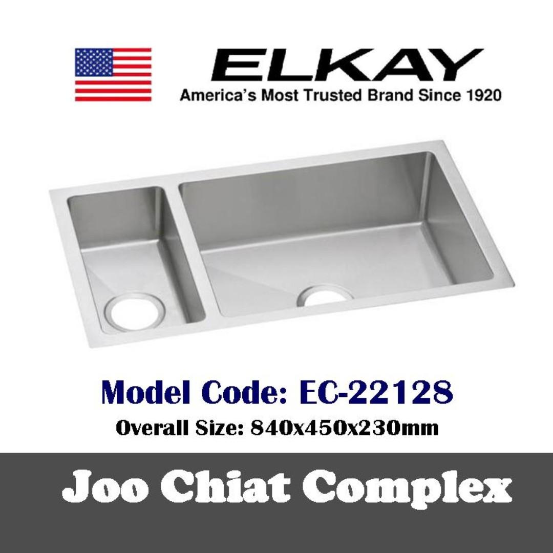 Elkay Ec 22128 Double Bowl Stainless Steel Kitchen Sink 84x45x23cm Thickness 1 2mm Home Appliances Kitchenware On Carousell