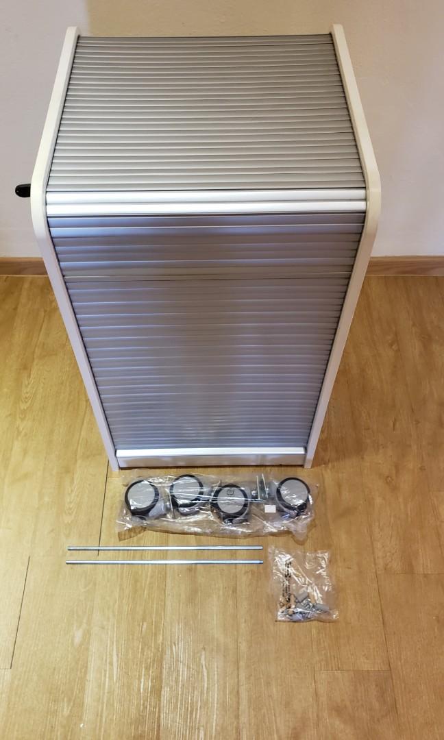 IKEA Aspvik rollfront lockable filing with wheels, Furniture