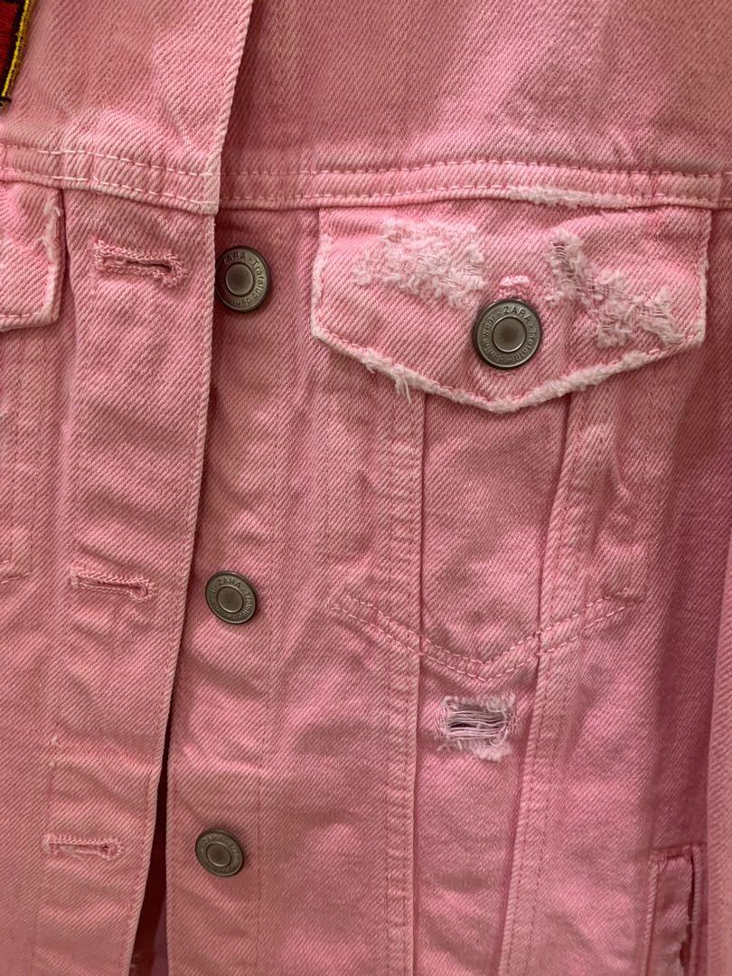 pink ripped denim jacket