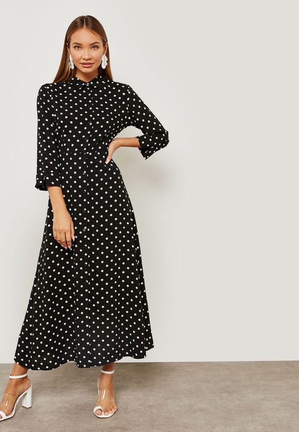 Long polka outlet dot shirt dress