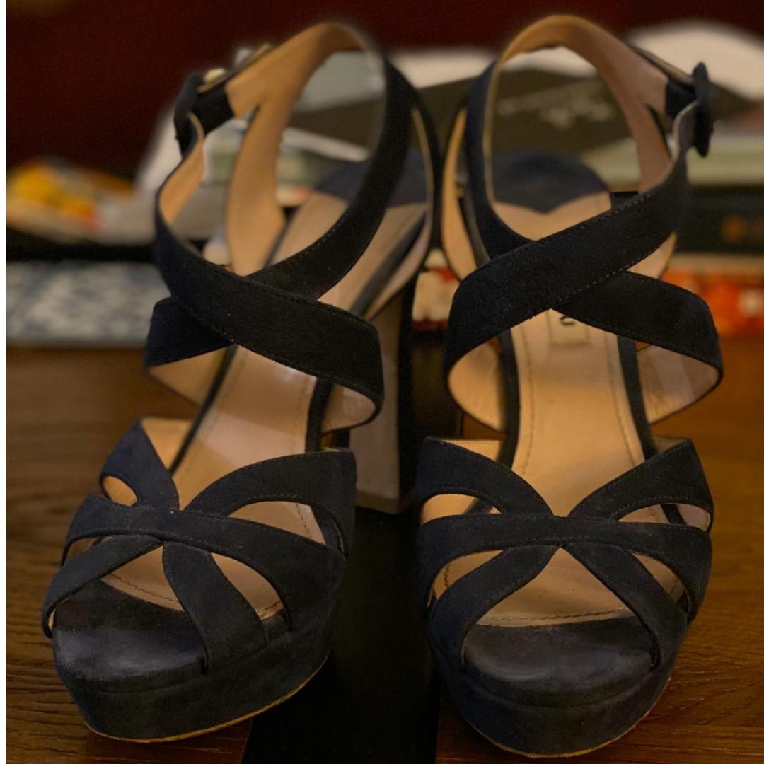 blue suede platform shoes