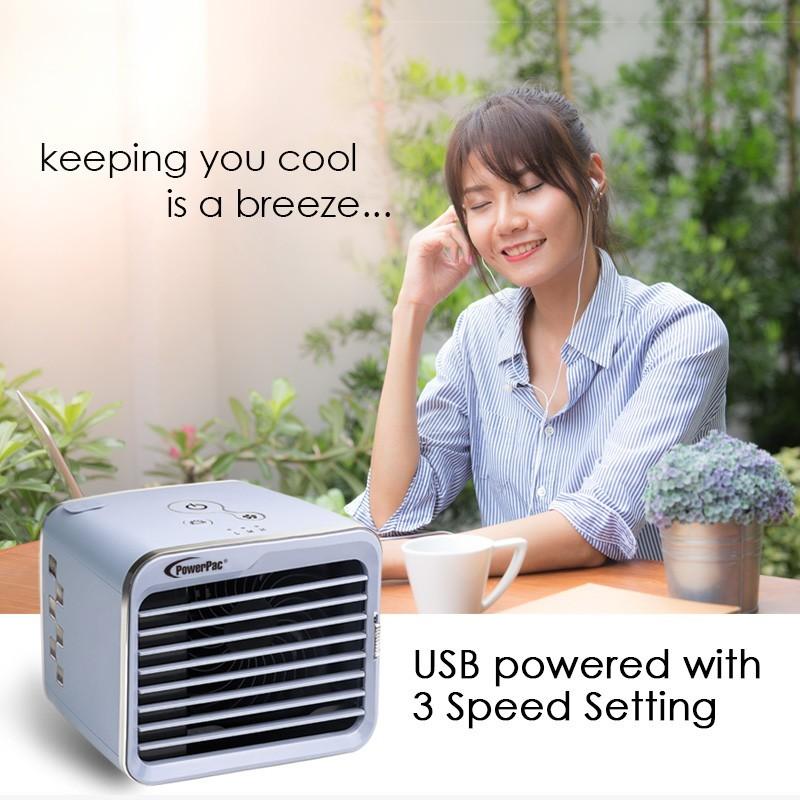 PowerPac portable mini air cooler. Humidifier, desk, and table air