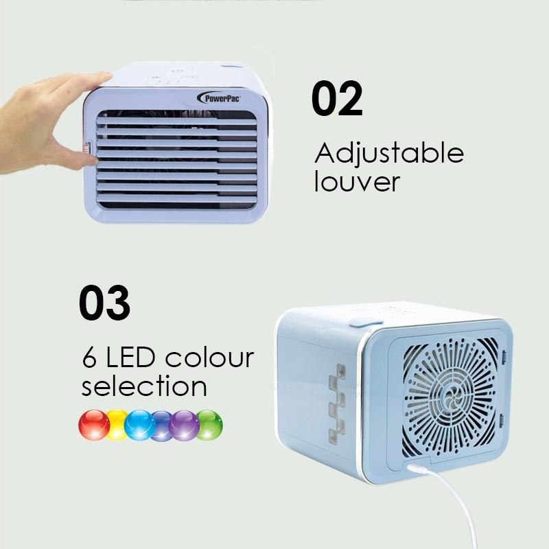 PowerPac portable mini air cooler. Humidifier, desk, and table air