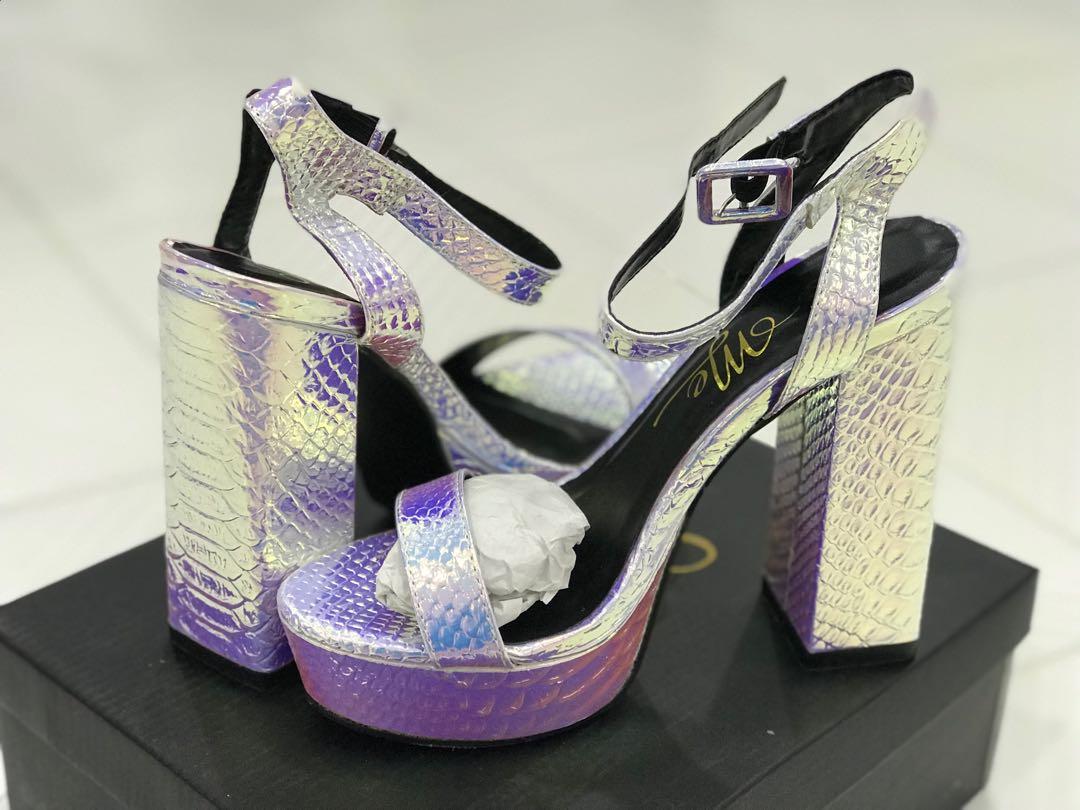 silver metallic platform shoes