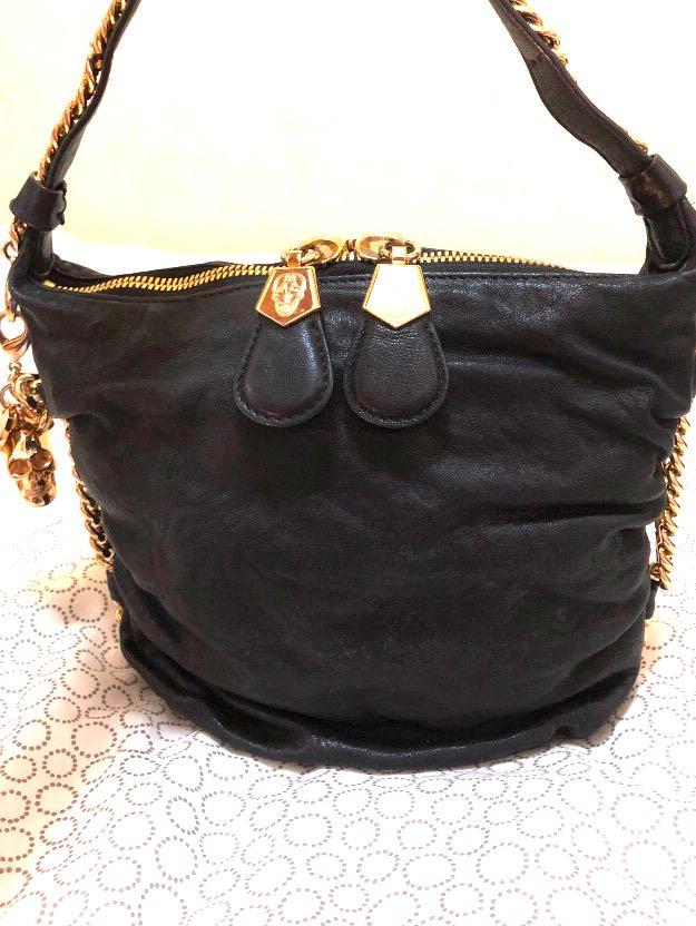 cheap black purse with gold chain strap