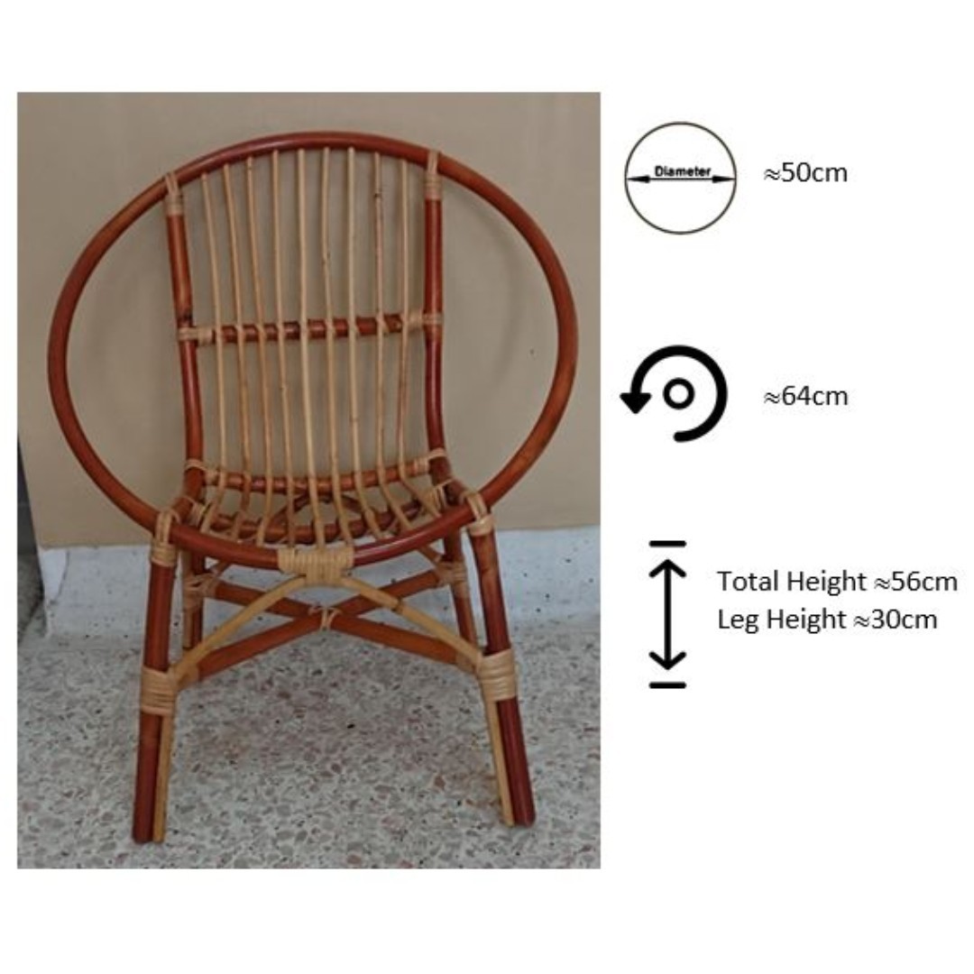 Vintage Retro Rattan Bamboo Round Chair Kid size Babies