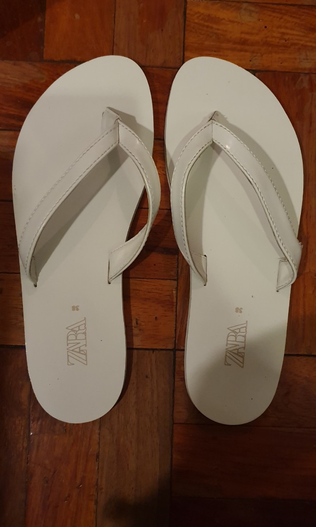 zara white slippers