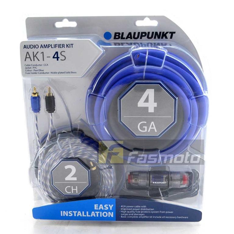 Blaupunkt Ak1 4s 2 Channel 4 Gauge Car Audio Amplifier Wiring Kit