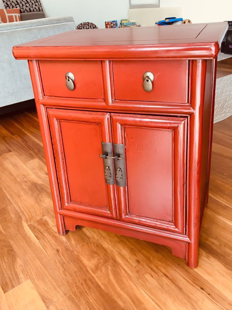 Chinese style red side table / / nightstand , Furniture & Home