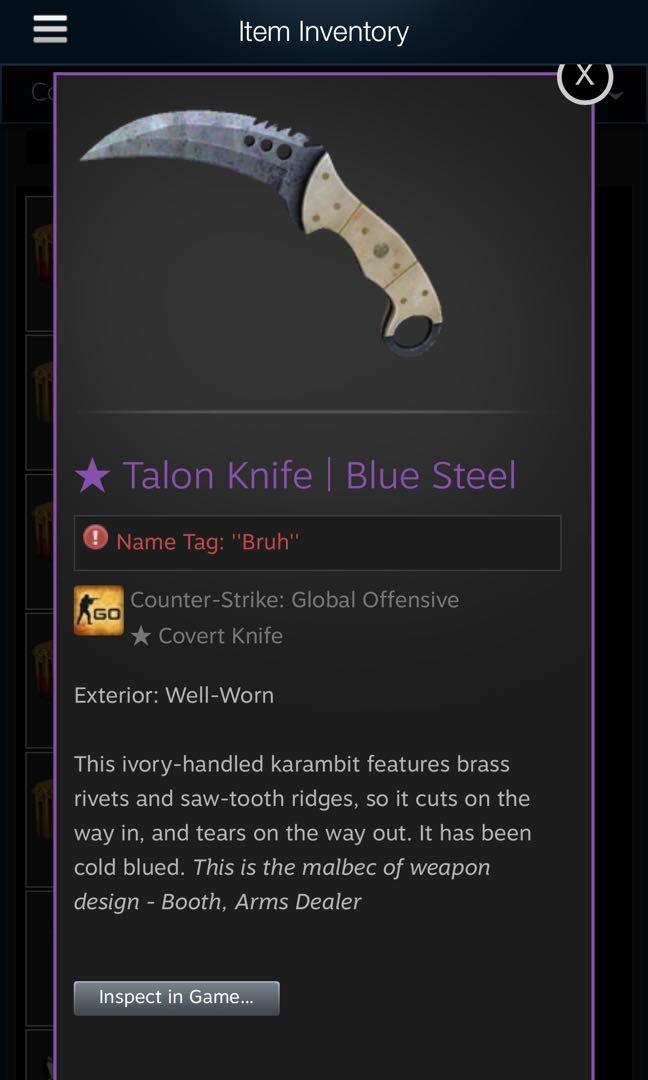 Csgo Talon Knife Blue Steel Ww Toys Games Video Gaming In Game Products On Carousell