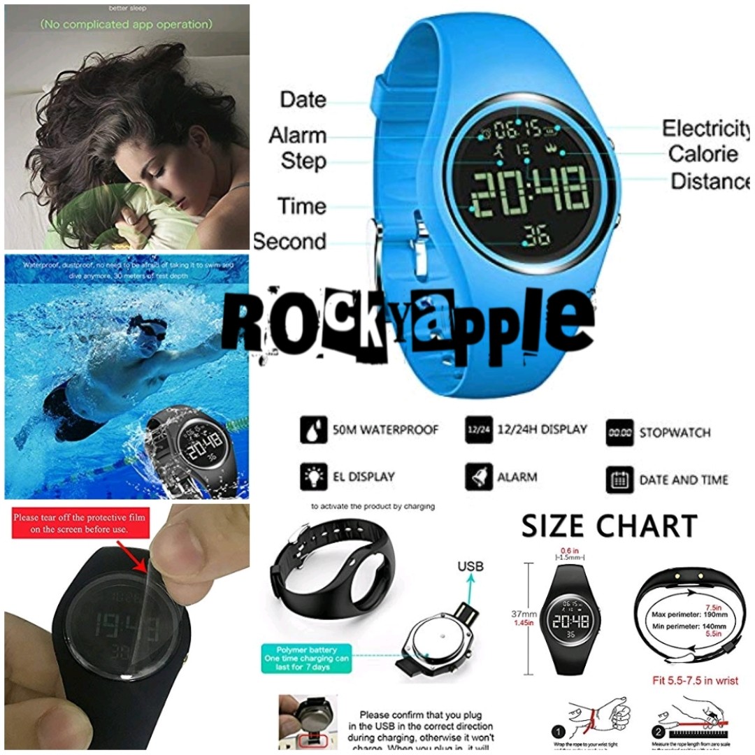 Fitness Tracker Smart Watch Non Bluetooth Pedometer Bracelet Smart Sport Bracelet with Timer Step Calories Counter Distance Time Date Vibration Alarm for Walking Kids Women Men Blue Mobile Phones Gadg...