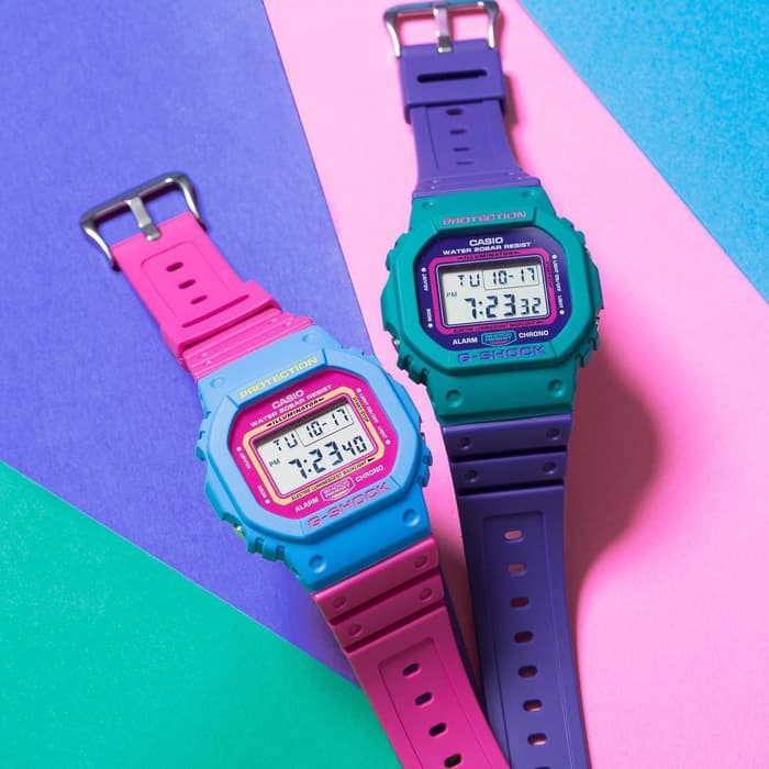 Jam Tangan Pria Casio G Shock DW 5600 TB Blue Pink Original BM