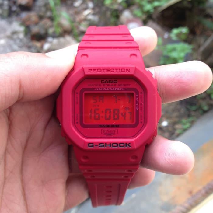 Jam Tangan Pria Casio G Shock DW 5635 C Red Out 35TH Aniv Ori BM 5600