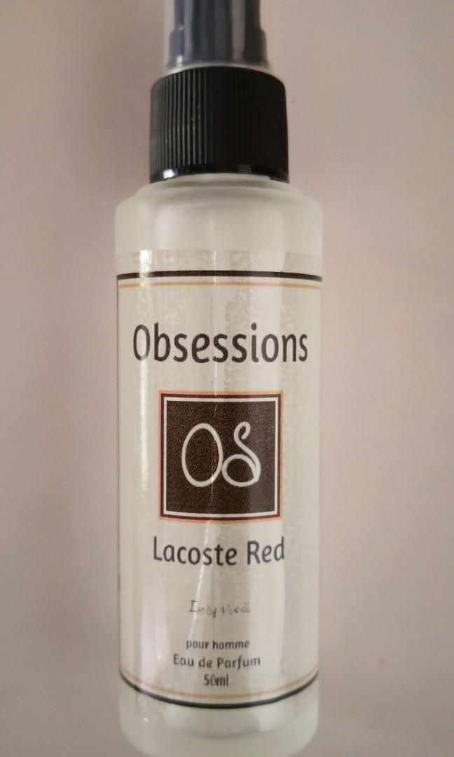 Obsessions scent lacoste red inspired (Category: Fragrance & Deodorants) located in Pili. Submitted by obsessionsscent (Listing ID 255623284, Image 1). Description: Lacoste red inpired scent. For men. 50ml eau de parfum. Long lasting . The same as original..
