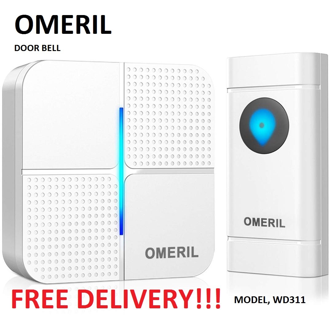 OMERIL IP55 Waterproof Door Bell Chime Kit with 1000ft Range, Wireless Doorbell 
