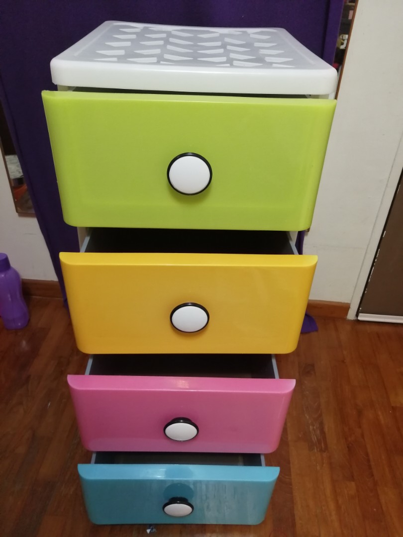 Rainbow Plastic Drawers, Furniture & Home Living, Furniture, Shelves