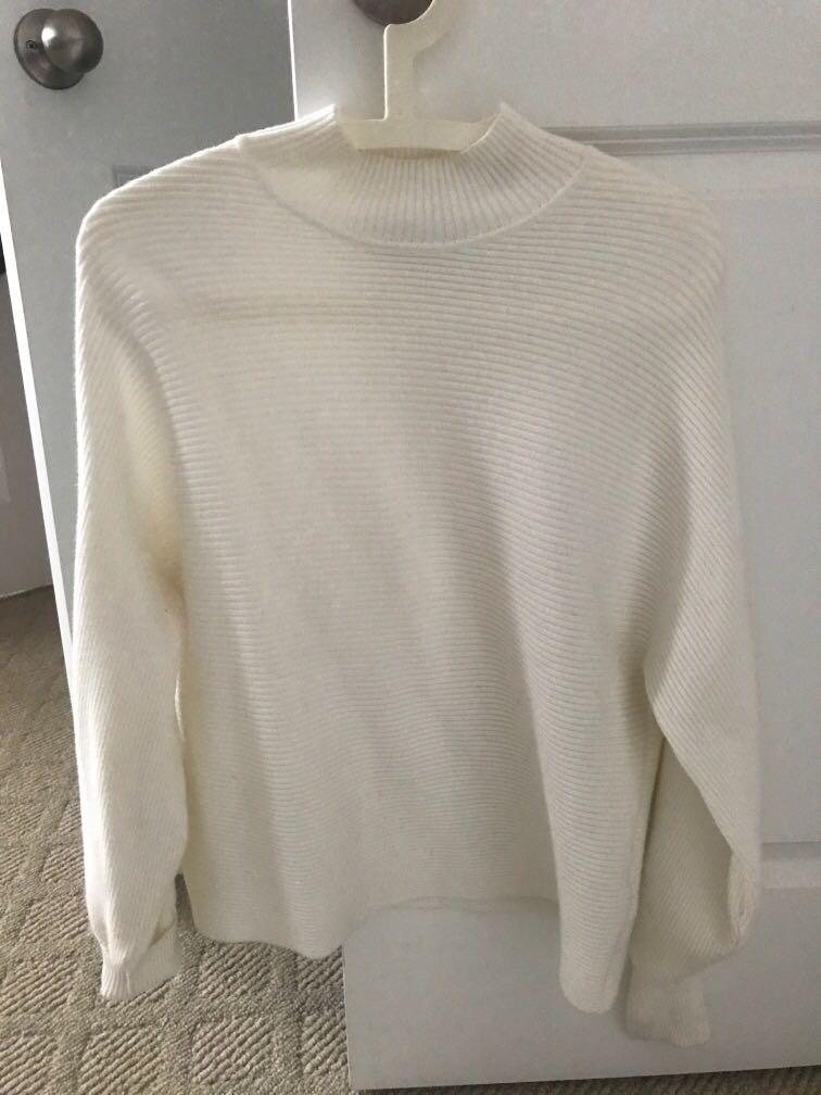 ribbed white mock neck