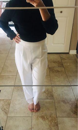 New Zara White Paper Bag Pants- Size XS