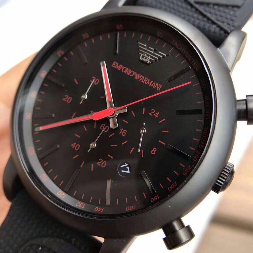 RESTOCK ORIGINAL EMPORIO ARMANI LUIGI CHRONOGRAPH BLACK RED