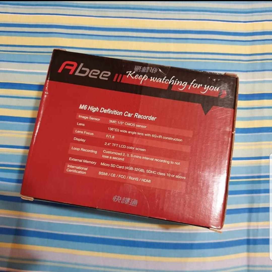 Abee M6 Dashcam (Category: Security Systems & CCTV Cameras) located in Taguig. Submitted by misskweezy (Listing ID 255897281, Image 2). Description: RFS: Extra Dashcam Condition: Still Factory Sealed. As is. Abee M6 specs: 2.4 inch LCD display 3MP 1/3.2-inch CMOS sensor with F1.8 aperture Up to Full HD video recording @ 30fps 136-degree wide-angle lens Pros: Automatic recording Thought-out Physique Satisfactory image quality Decent low light perf