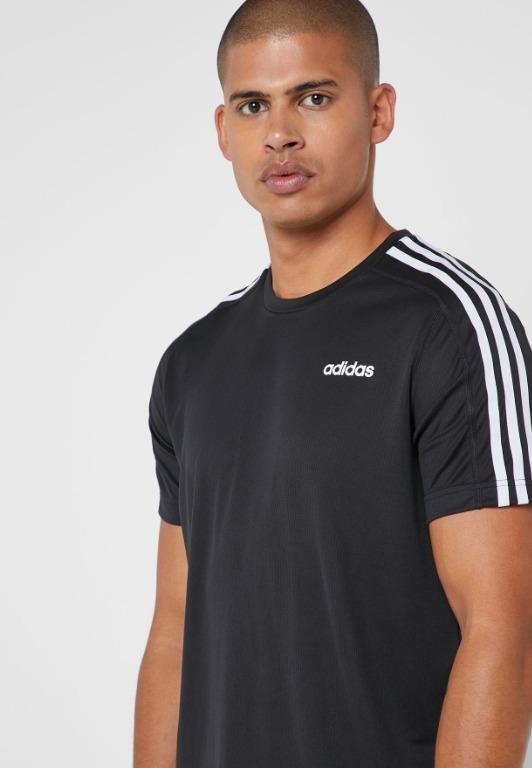 Adidas Design 2 Move 3-Stripes Breathable Tee (Black/White), Men'S Fashion,  Tops & Sets, Tshirts & Polo Shirts On Carousell