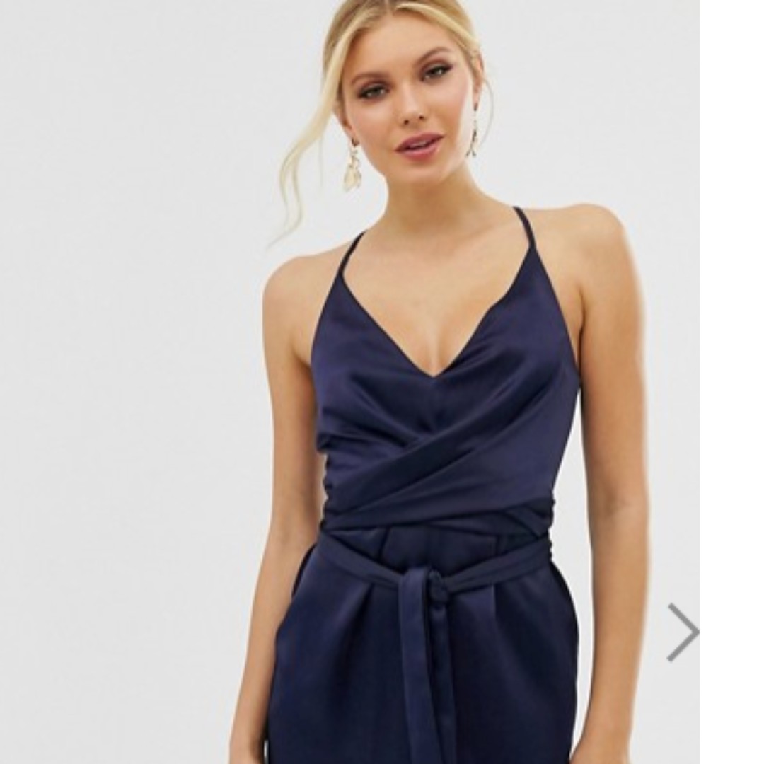 asos design cami midi wrap dress in satin