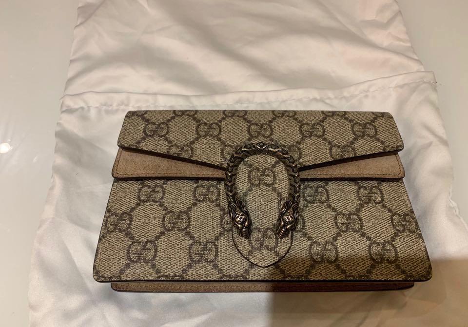 Authentic GUCCI Dionysus GG Supreme Mini Crossbody Bag Chain Monogram  Receipt