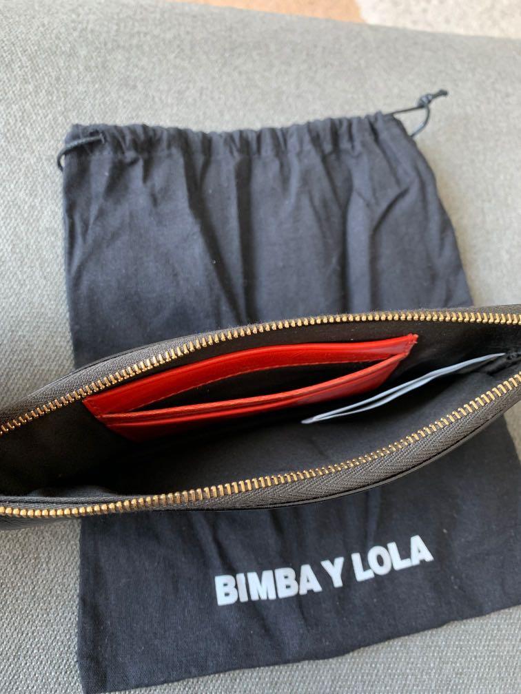 Bimba y Lola brand new black leather wallet wristlet with bag, Luxury