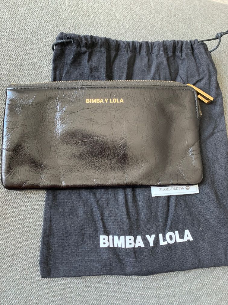 Bimba y Lola brand new black leather wallet wristlet with bag, Luxury