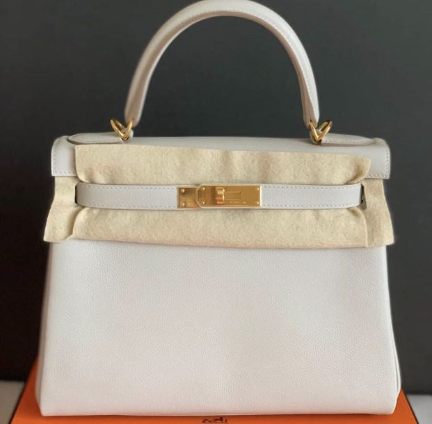 INSTOCK] Hermes Kelly 28 Gris Perle in Evercolor. GHW Stamp D, Luxury, Bags  & Wallets on Carousell