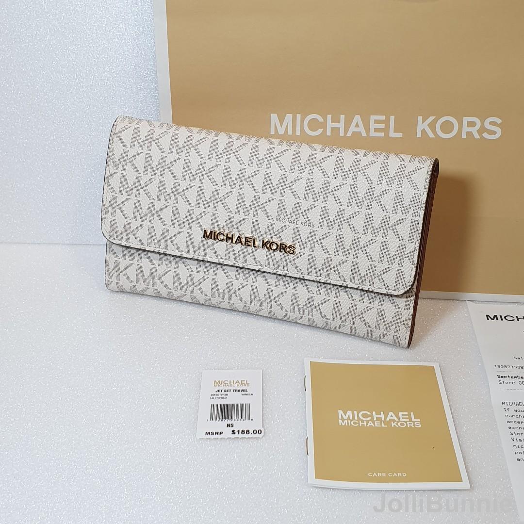 Michael Kors Jet Set Charm Large Trifold Wallet Vanilla/Acorn One Size