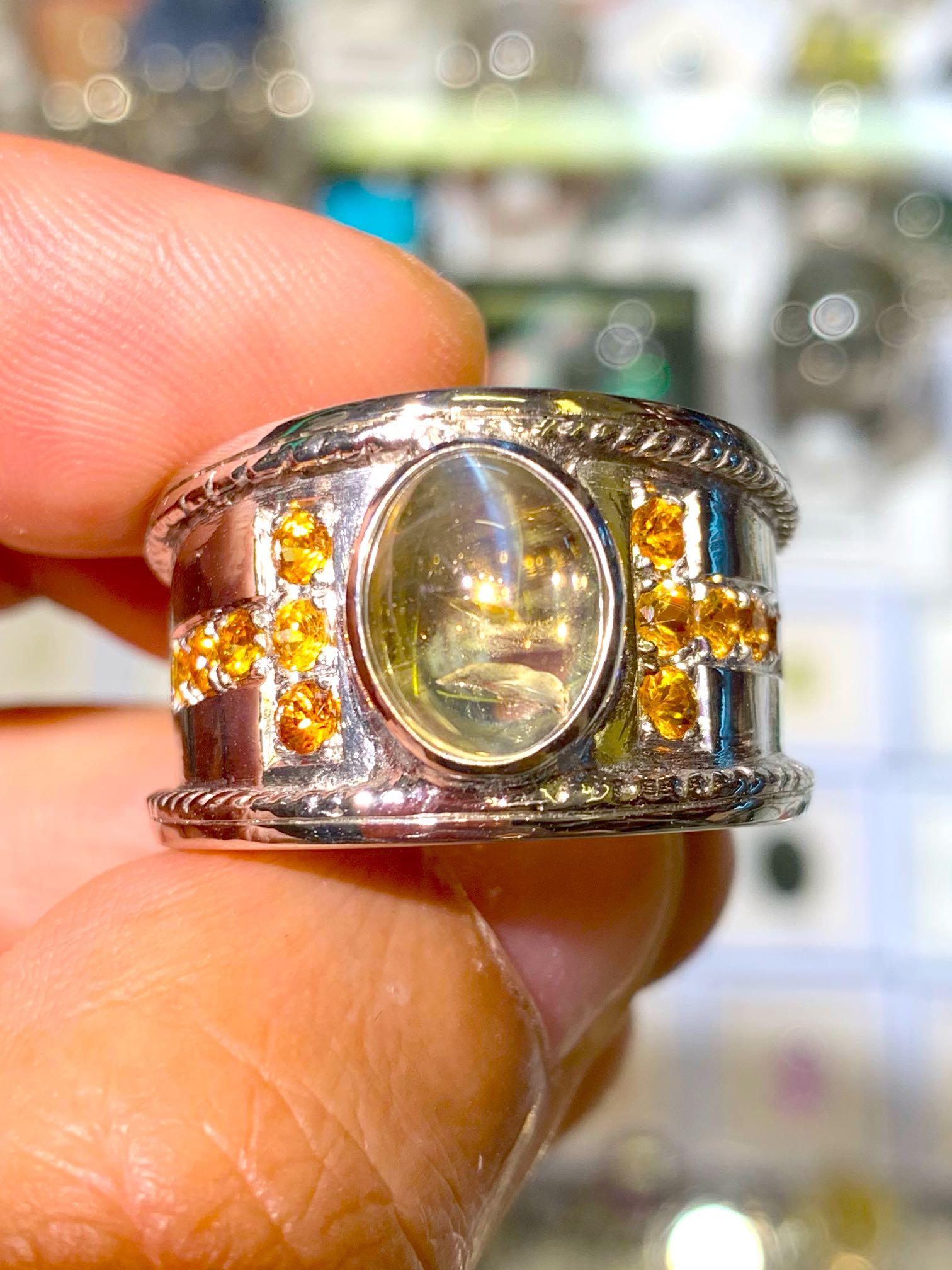 Natural Yellow Honey Chrysoberyl Cats Eye 3.5cts Set In Silver